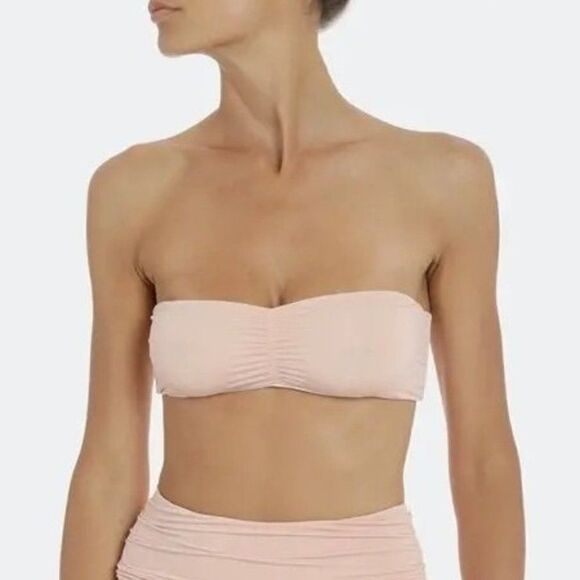 Stella McCartney Bikini Top Blush Pink Contrast Ruching Reversible Bandeau XS - Picture 1 of 9